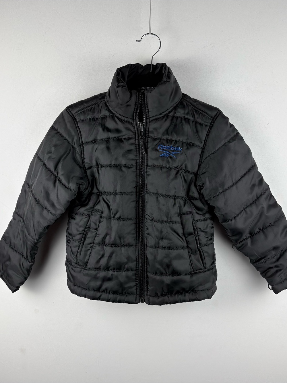 Reebok Kids Unisex Black Blue Puffer Jacket Coat XS 6 7 Winter School Athletic
